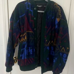 Vintage Zeppelin sweater statement jacket, small, Aztec print